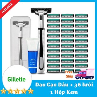 Bộ Dao Cạo râu Cho Nam Kèm 36 Lưỡi Dao Cạo Cùng 1 Lọ Kem