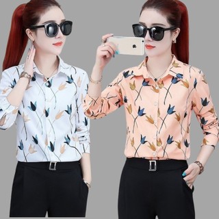 Áo Sơ Mi Nữ Dài Tay Họa Tiết Hoa Chéo NK01 Chất Vải Kate Đẹp, Mềm Mịn Thời Trang Nữ Cao Cấp