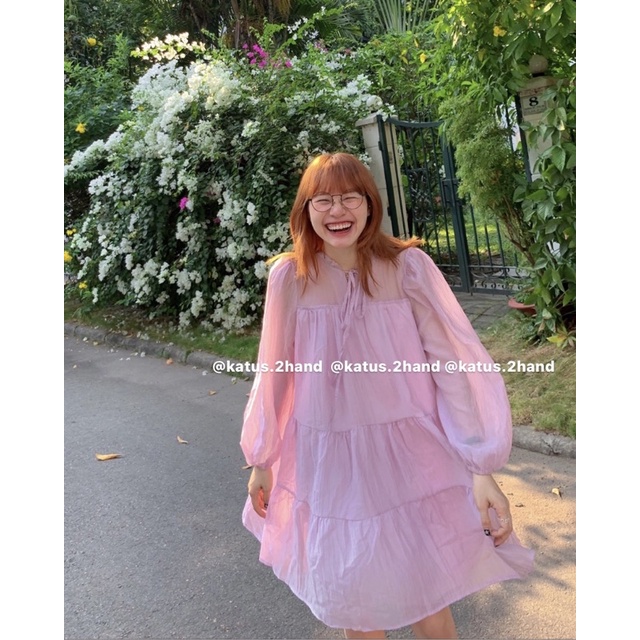 Váy/Đấm babydoll voan tơ 3 tầng dài tay ullzang