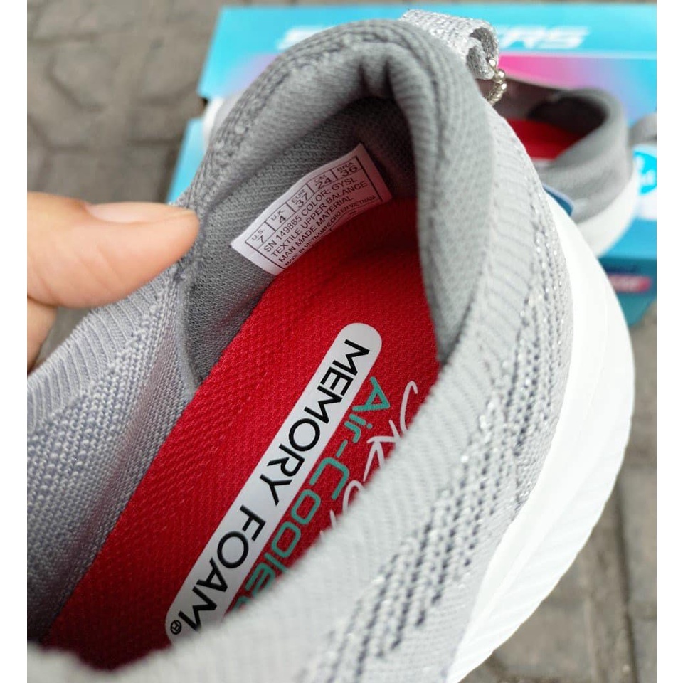 Skechers dệt kim nhũ, hàng dư liệu xuất êm nhẹ, thời trang cho nữ