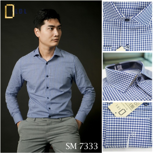 Áo Sơ Mi Sọc Ô Không Túi Cotton Mêm Mịn, Thoáng Mát, Thấm Hút Mồ Hôi, Hạn Chế Nhăn Nhàu, Form dáng công sở.
