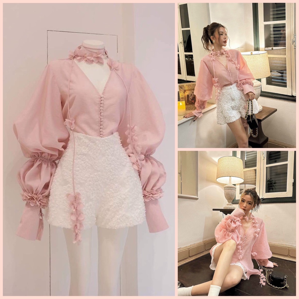 Áo Tơ Kết Hoa Siêu Xinh - Hàng Thiết Kế Cao Cấp Chất Tơ Mềm Mịn Kèm Áo 2 Dây