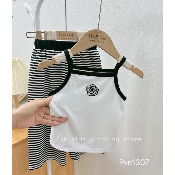 Sét bộ cotton tăm áo 2 dây mix quần ống rộng
