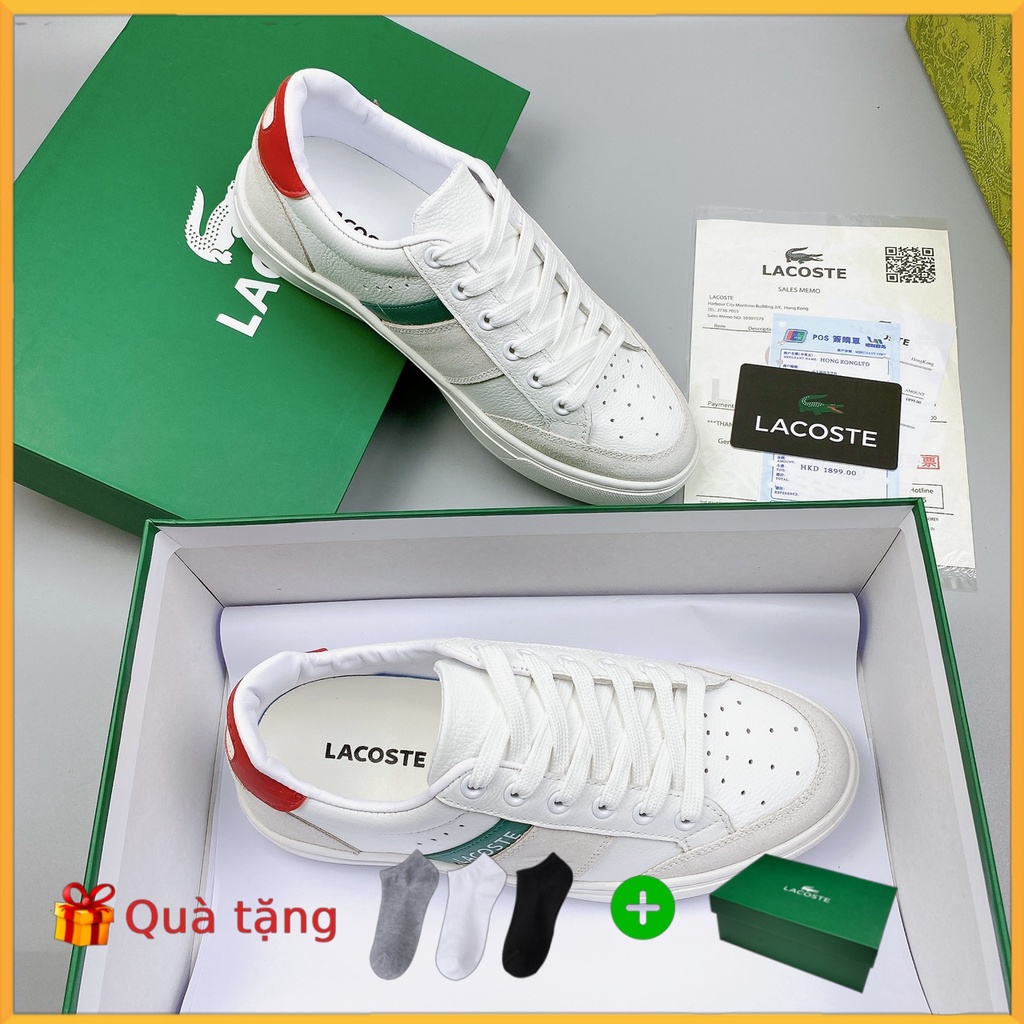 Giày Nam Lacoste Hàng Thái Da Bò Cao Cấp Full Box Bill Thẻ Bảo Hành 3 Màu Nổi Bật