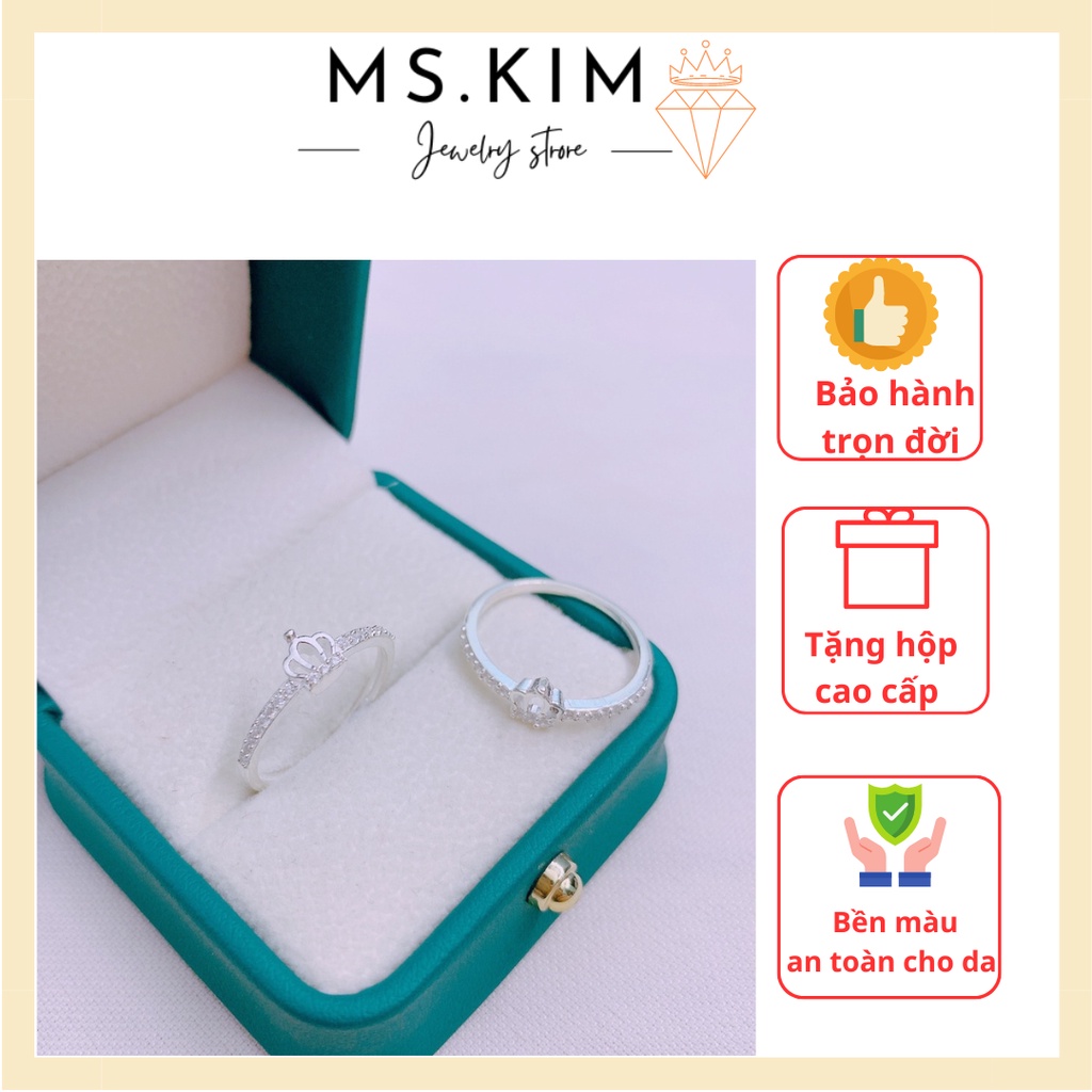 Nhẫn bạc nữ vương miện đính đá nhỏ xinh xắn - KIM JEWELRY
