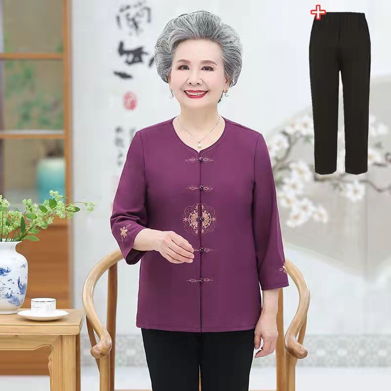 Áo sơ mi trung niên xuân hè bà ngoại 50-60-70 tuổi phù hợp với mẹ già