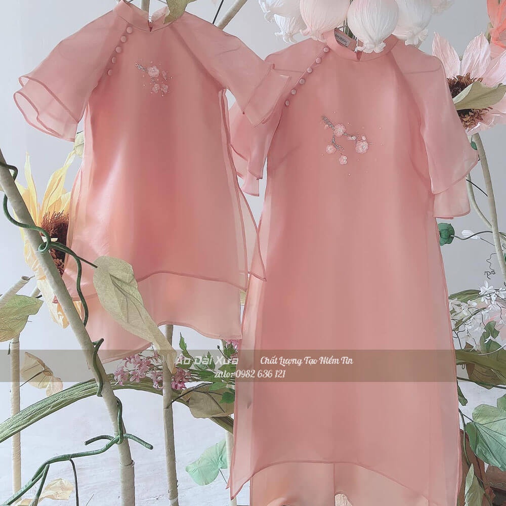 Áo Dài Bé Gái Và Mẹ Thủ Công LD51