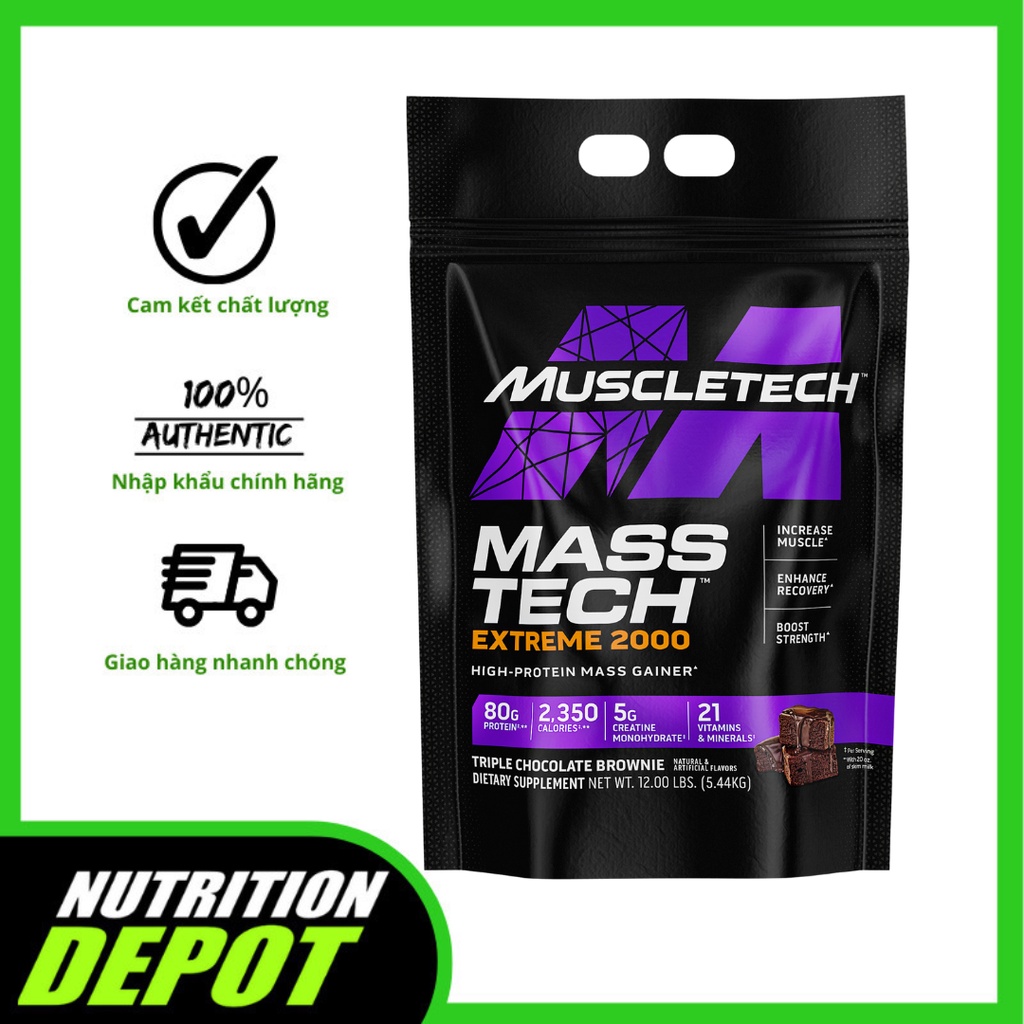 Sữa tăng cân tăng cơ Mass Tech Extreme 2000 Muscletech - Nutrition Depot