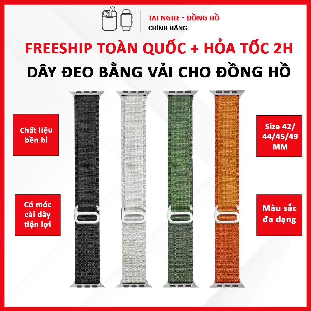 Dây Đồng Hồ Bằng Vải Ren Siêu Bền Cho Đồng Hồ Thông Minh Size 42/44/45/49MM - Tai Nghe&Đồng Hồ Chính Hãng