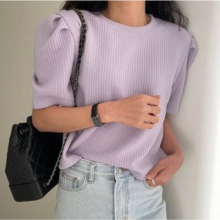 Áo nhung gân tay phồng phong cách Hàn Quốc
