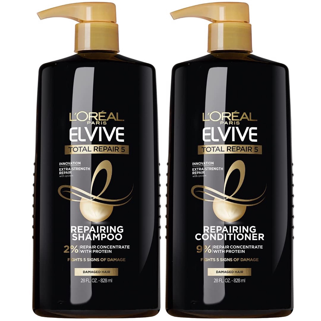 Dầu gội và Xả cho tóc hư tổn Loreal Paris Elvive Total Repair 5