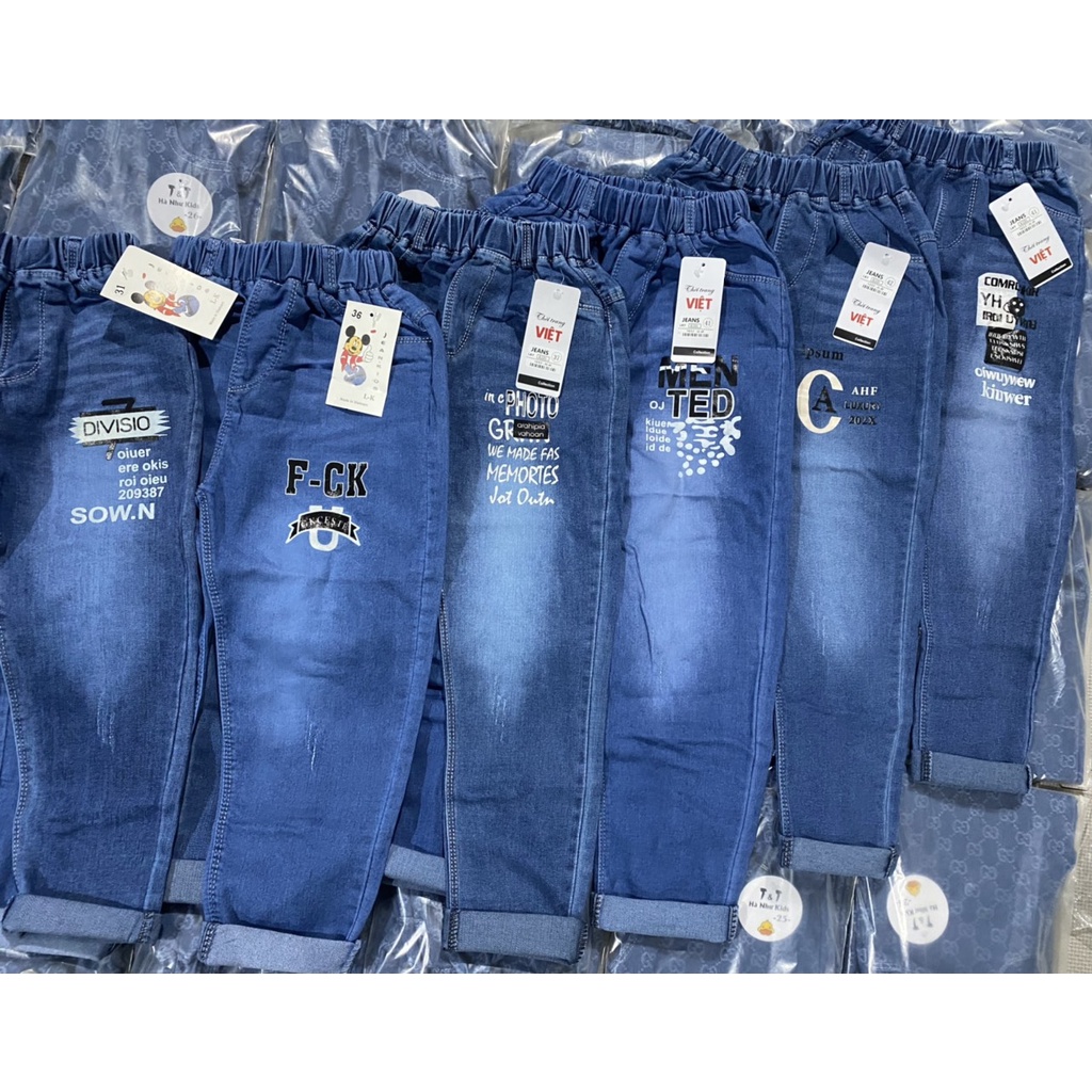 Quần jean bé đủ size 16-40kg, quần bò dài bé trai bé gái đi học