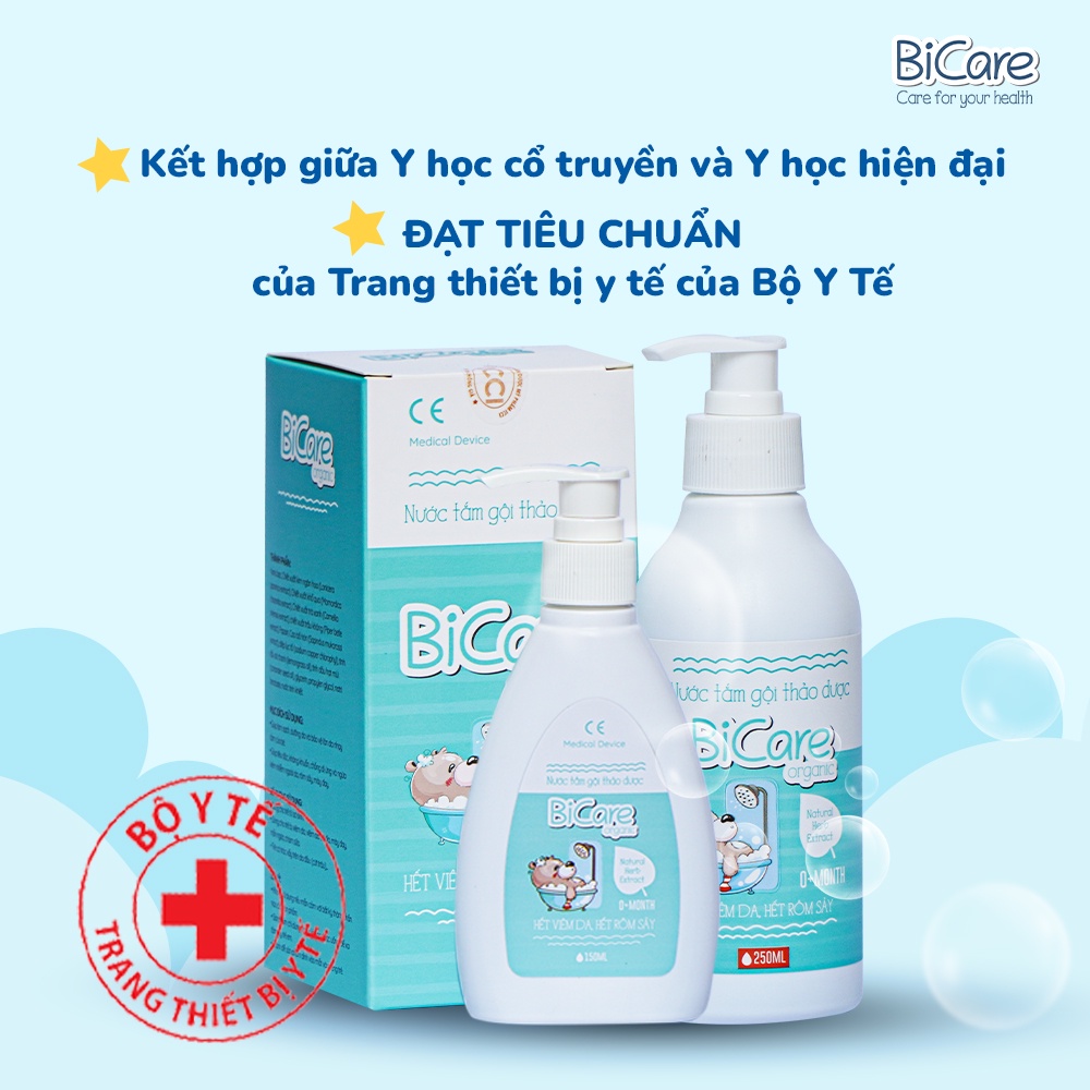 Nước Tắm Thảo Dược BiCare Organic 250ml Cho Trẻ Sơ Sinh