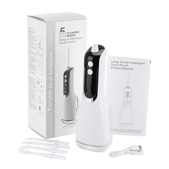 Máy tăm nước, máy tăm nước cầm tay Schoben, có màn hình led 5 chế độ giúp làm sạch sâu răng miệng - Quà tặng 200K