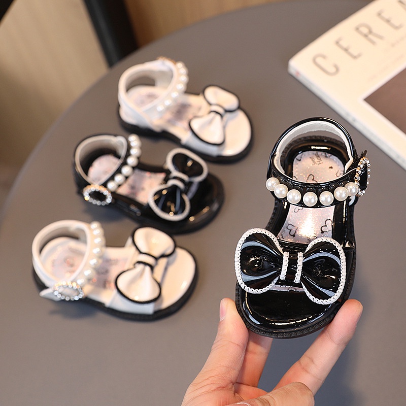 Dép Sandal Quai Dán Đính Ngọc Cho Bé Gái - Sandal Đính Nơ Style Hàn Quốc Cho Bé 0 - 3 Tuổi