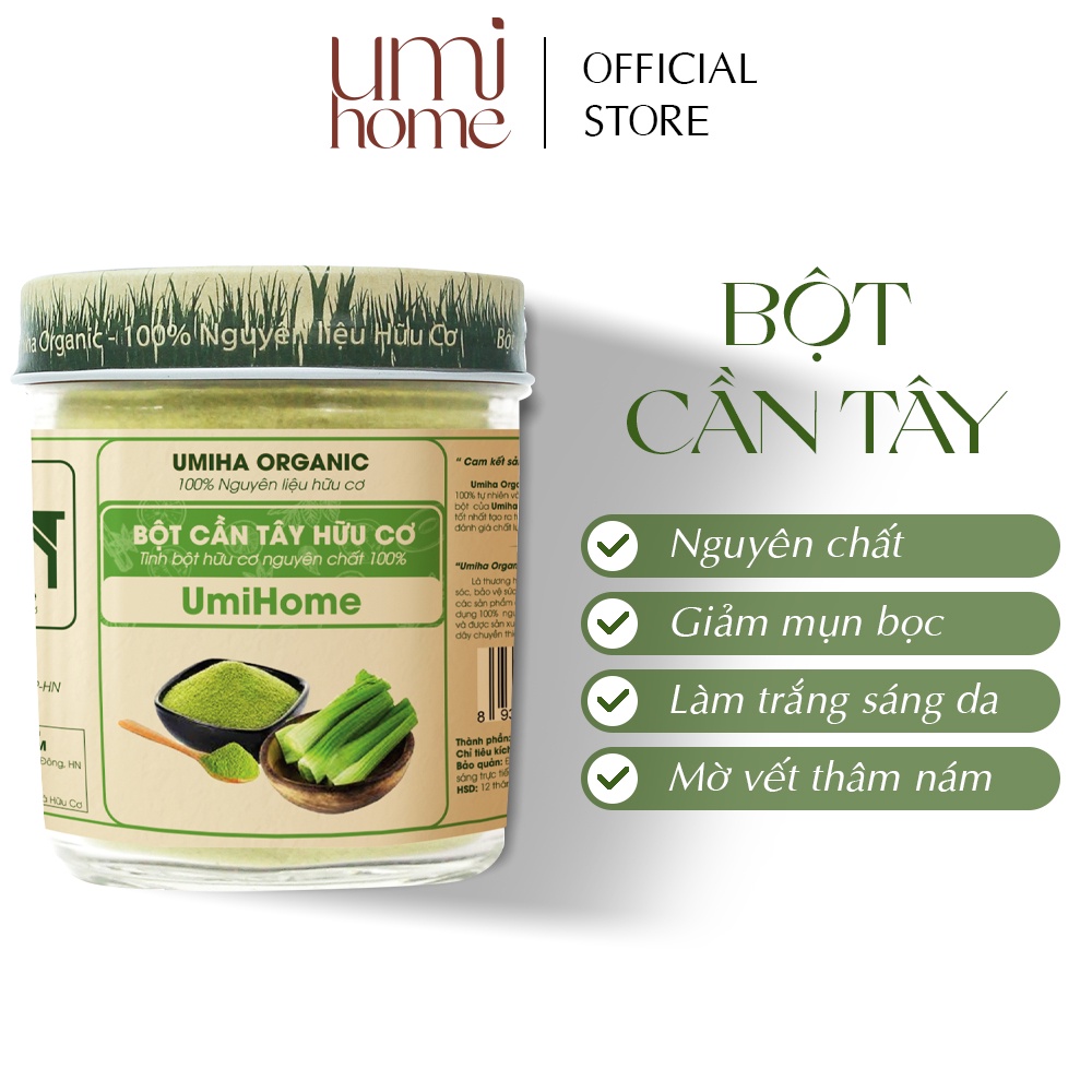 Bột Cần Tây đắp mặt nạ và uống UMIHOME nguyên chất | Celery Powder 100% Organic 135G