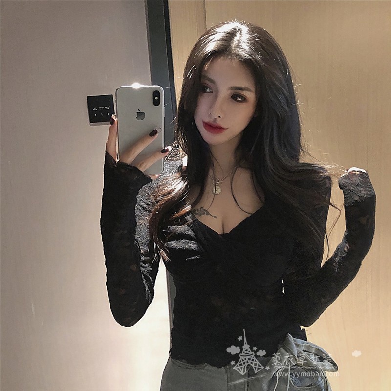 Áo ren quyến rũ thiết kế trẻ trung sexy dành cho nữ, áo kiểu Quảng Châu HaBi Fashion
