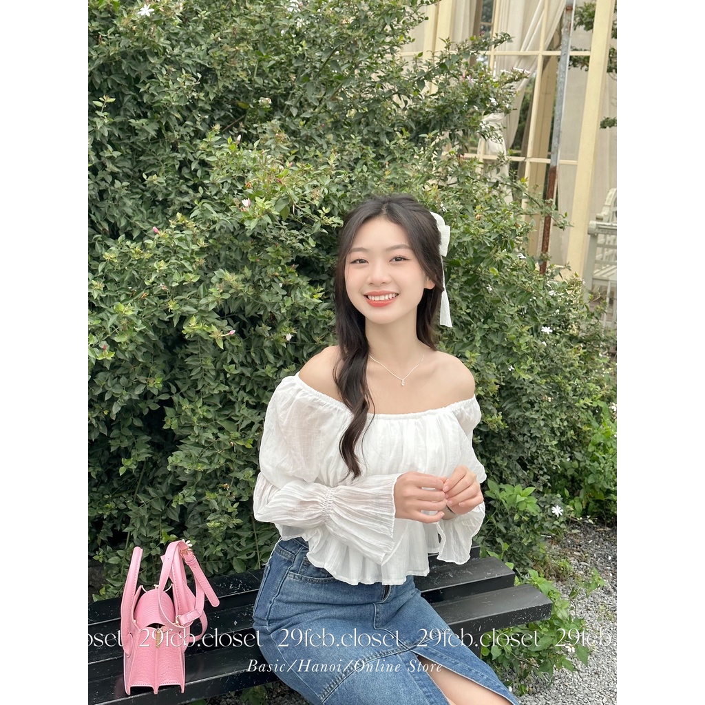 Áo voan tơ cổ vuông bo chun 2 lớp - 29feb.closet - A220