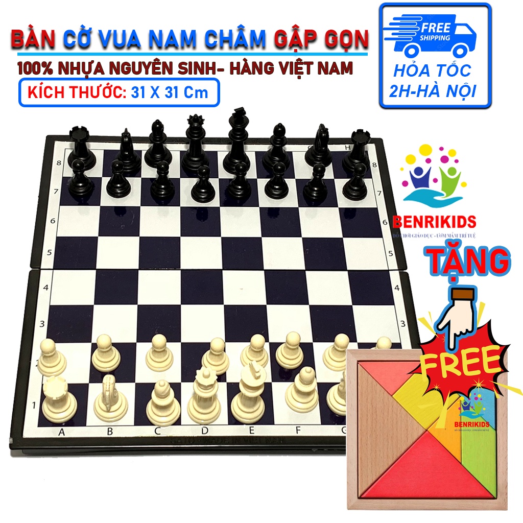 Bộ Cờ Vua Quốc Tế Có Nam Châm Và Hộp Đựng Sato 31x31Cm Tặng Xếp Hình Tangram