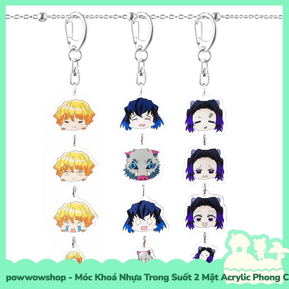 [Sẵn VN - Hỏa Tốc] Móc Khoá Nhựa Trong Suốt Acrylic 2 Mặt Mẫu Nhân Vật Anime Manga Kimetsu No Yaiba