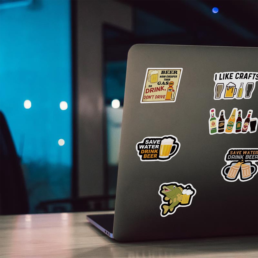 STICKER Beer Chất Liệu PVC Chống Thấm Nước Trang Trí Điện Thoại , Nón Bảo Hiểm , Laptop , Vali