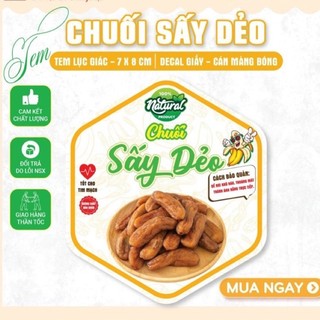 55 tem chuối sấy dẻo - lục giác 7x8cm dán thân hộp giá rẻ