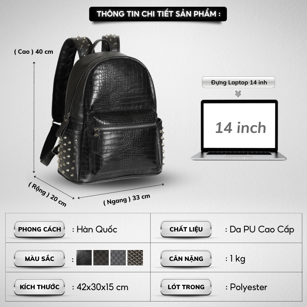 Balo Da Đi Học IBAG Balô Da Thời Trang Nam Nữ Cặp Da Pu Cao Cấp Ba Lô Da Cặp Đi Học Ulzzang Balo Đựng Laptop 14 Inh