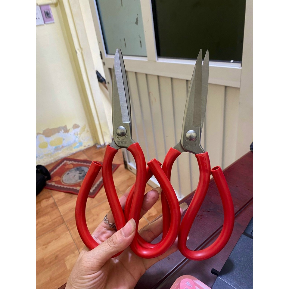 Kéo Sắt Trắng Không Bị Han Gỉ Cán Đỏ Loại To Khỏe (ảnh thật)