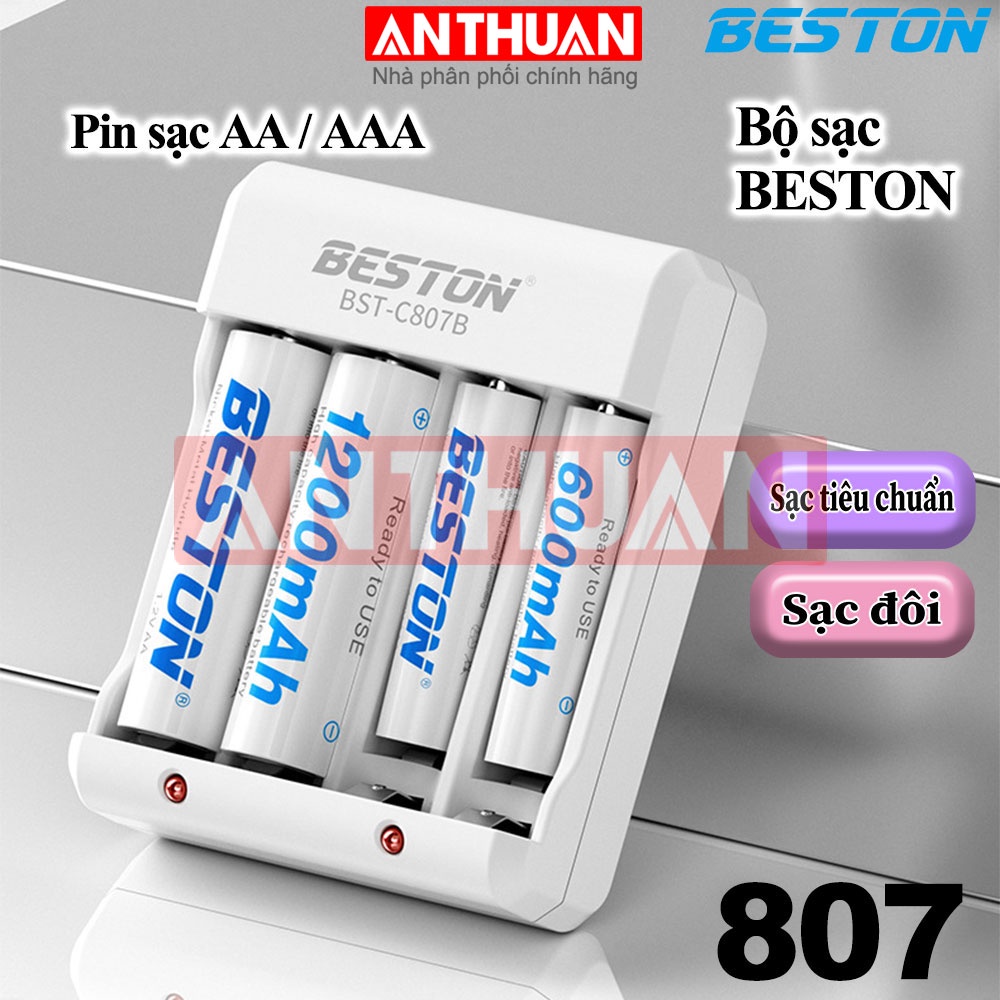 Bộ sạc pin BESTON BST-C807B,pin sạc AA1200mAh,AAA1100mAh,pin sạc 1.2V,C807B,pin sạc BESTON chính hãng