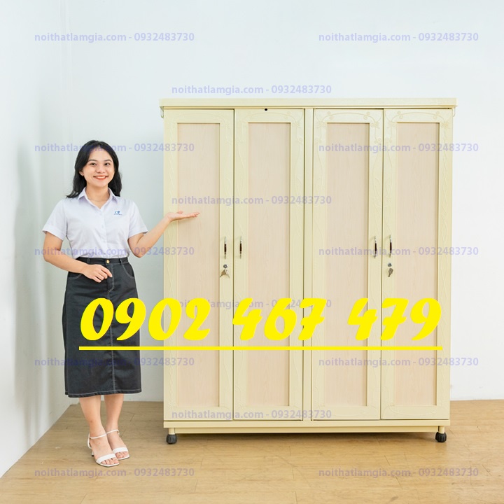 TỦ SẮT TRUNG HƯNG 4 CÁNH MẪU DUY NHẤT THÁO LẮP ĐƯỢC MÀU KEM