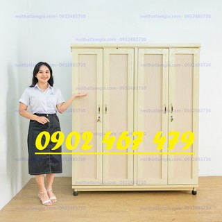 Tủ sắt trung hưng 4 cánh mẫu duy nhất tháo lắp được màu kem