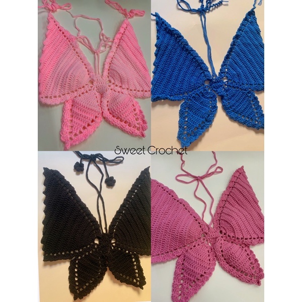 Butterfly Crochet Top - Áo len móc hình bươm bướm handmade