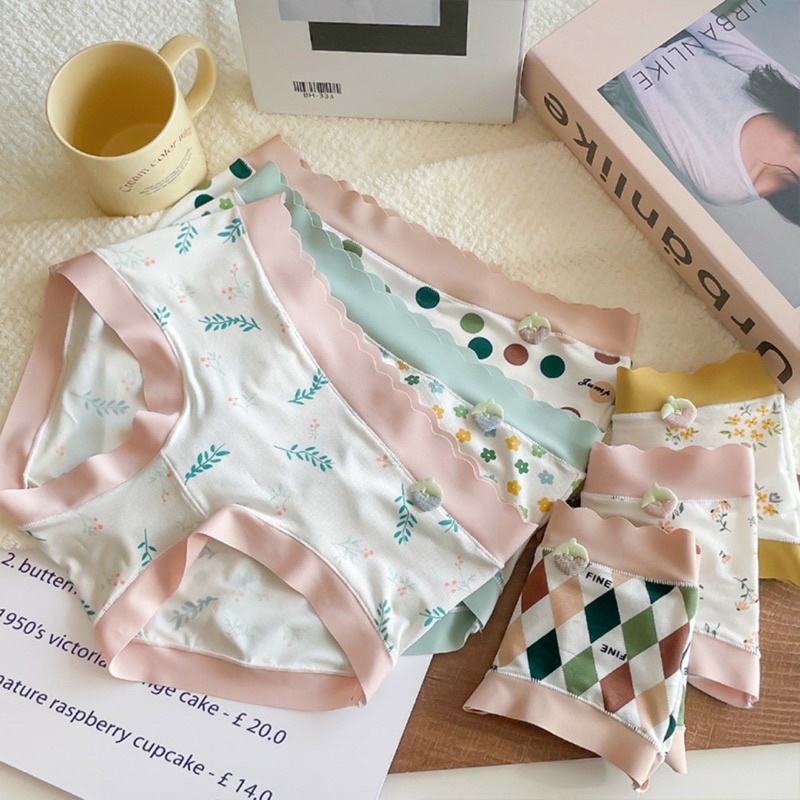 Quần lót cotton viền su hoạ tiết trẻ trung siêu co giãn (shop bao chất) 2096 (lẻ 1c)