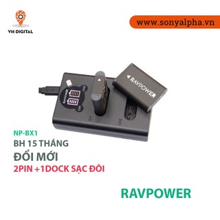 Bộ pin sạc sony np-bx1 ravpower cho máy sony zv-1, rx1rm2, rx100, rx100m2, rx100m3, wx500, x1000v, as100, hx90v ....