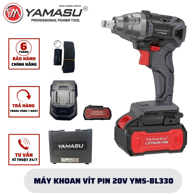 Máy siết bulong 20V lực siết 330N model YMS-BL 330 cao cấp, động cơ không chổi than, bảo hành 6 tháng trên toàn quốc