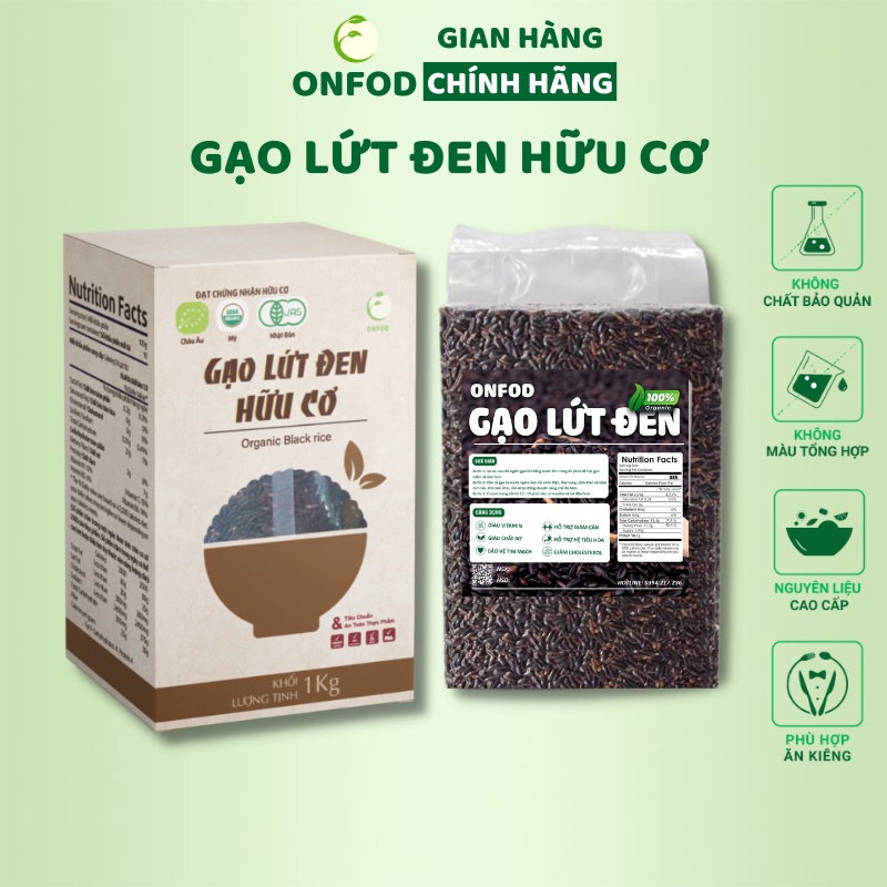 Gạo lứt đen hữu cơ ONFOD ăn kiêng giảm cân gói quà tặng 50g chỉ tặng không bán