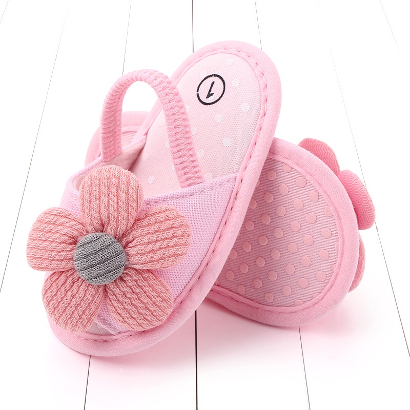 Sun baby Giày Tập Đi Đính Hoa Hướng Dương Dễ Thương Thời Trang Mùa Hè Cho Bé 0-1 Tháng Tuổi