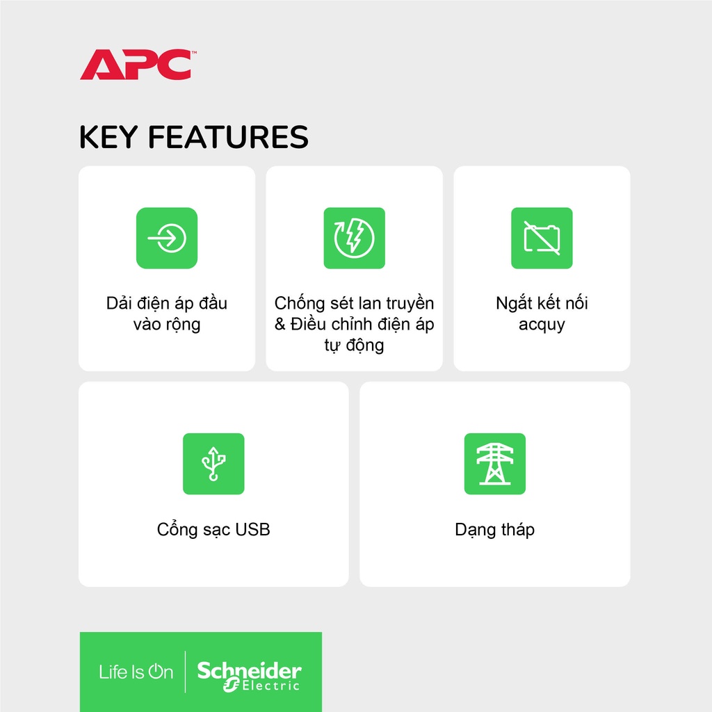 Bộ lưu điện APC by Schneider Electric UPS 700VA 230V & ổn áp BVX700LUI-MS