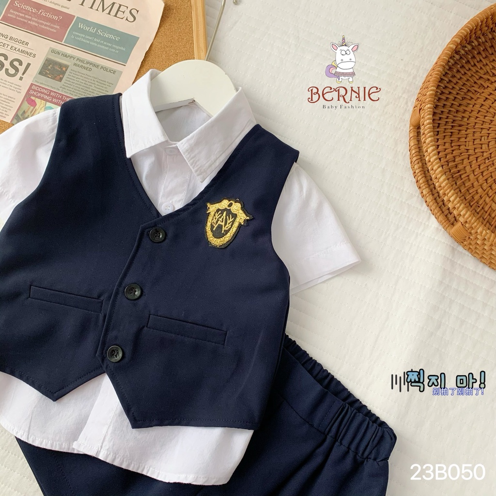 Set bộ vest gile BERNIE cho bé trai phong cách Hàn Quốc - BE56