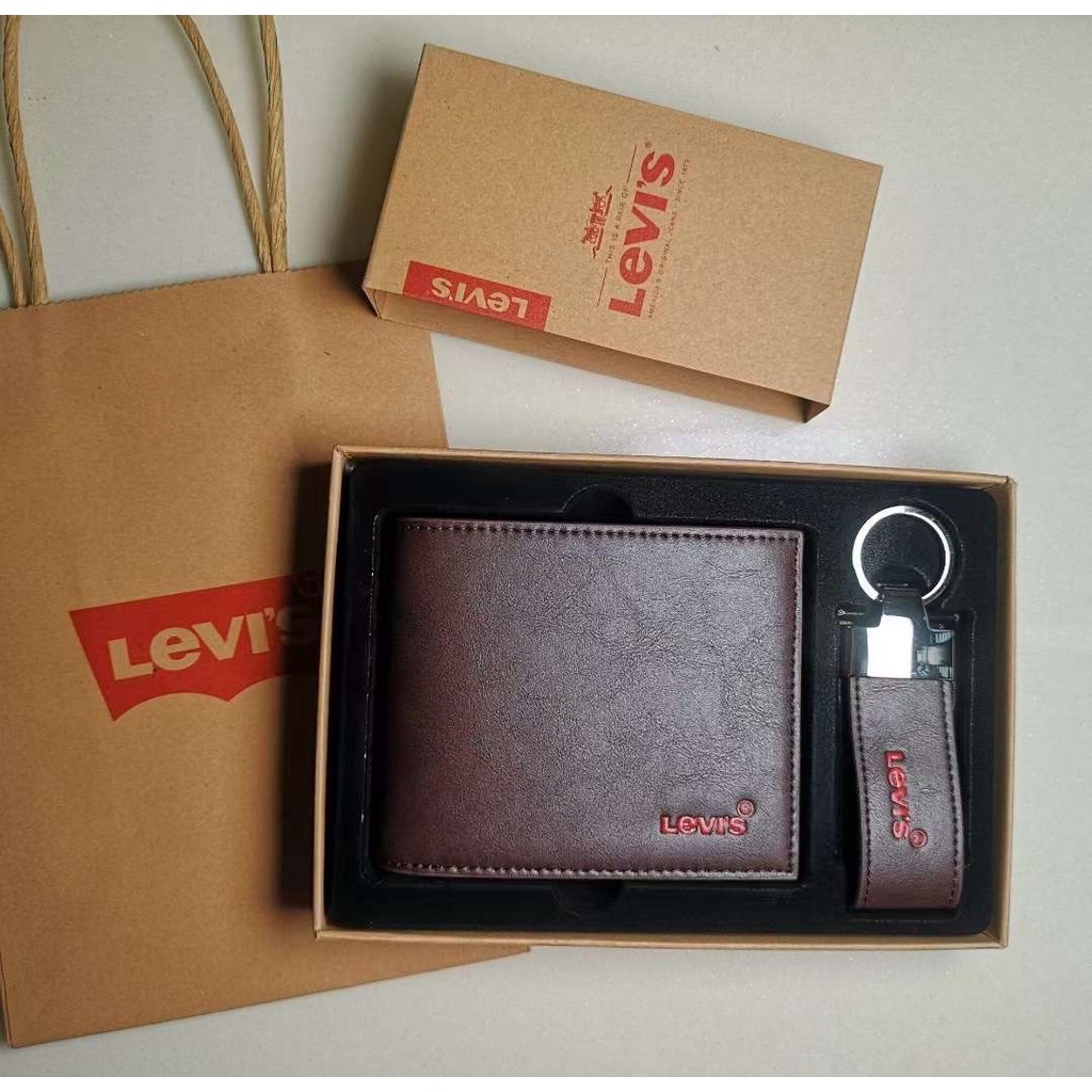 Ví levis full box kèm móc khoá da thật