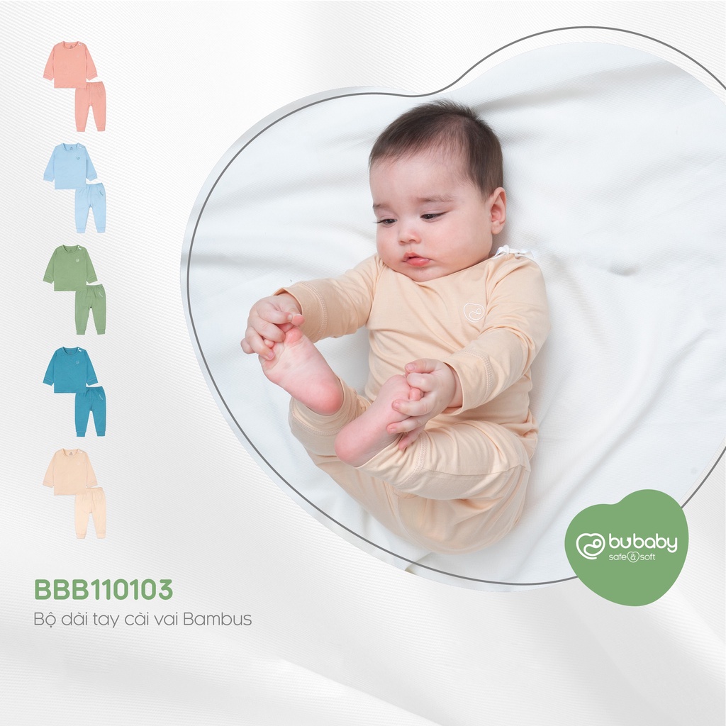 Bộ quần áo cài vai dài tay Bambus BU Baby - Bubaby Bình Dương