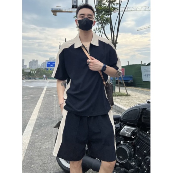 Set Áo Thun polo+ quần short nam Phối Màu Thời Trang Cao Cấp Cho Nam hàn quốc đồ bộ nam