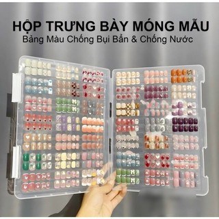 Hộp trưng bày móng mẫu A4 đựng được 2 mặt gấp gọn chống bám bụi dành cho học viên nail
