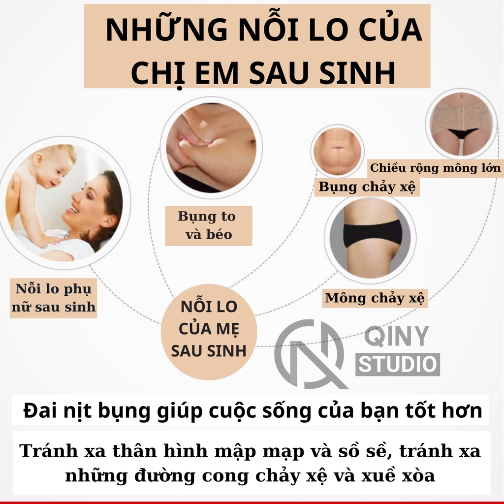 Đai nịt bụng QINY STUDIO gen thông thoáng co giãn định hình chống cuộn siết eo giảm mỡ sau sinh chính hãng
