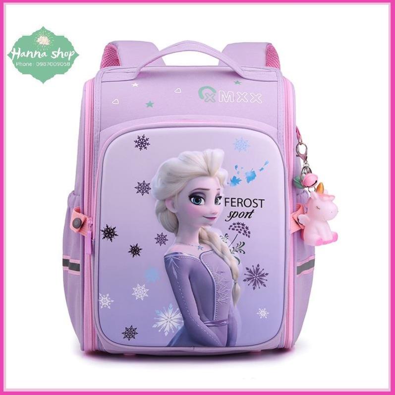 Balo chống gù cho bé gái tiểu học hình Elsa, Kitty, Tiên Cá