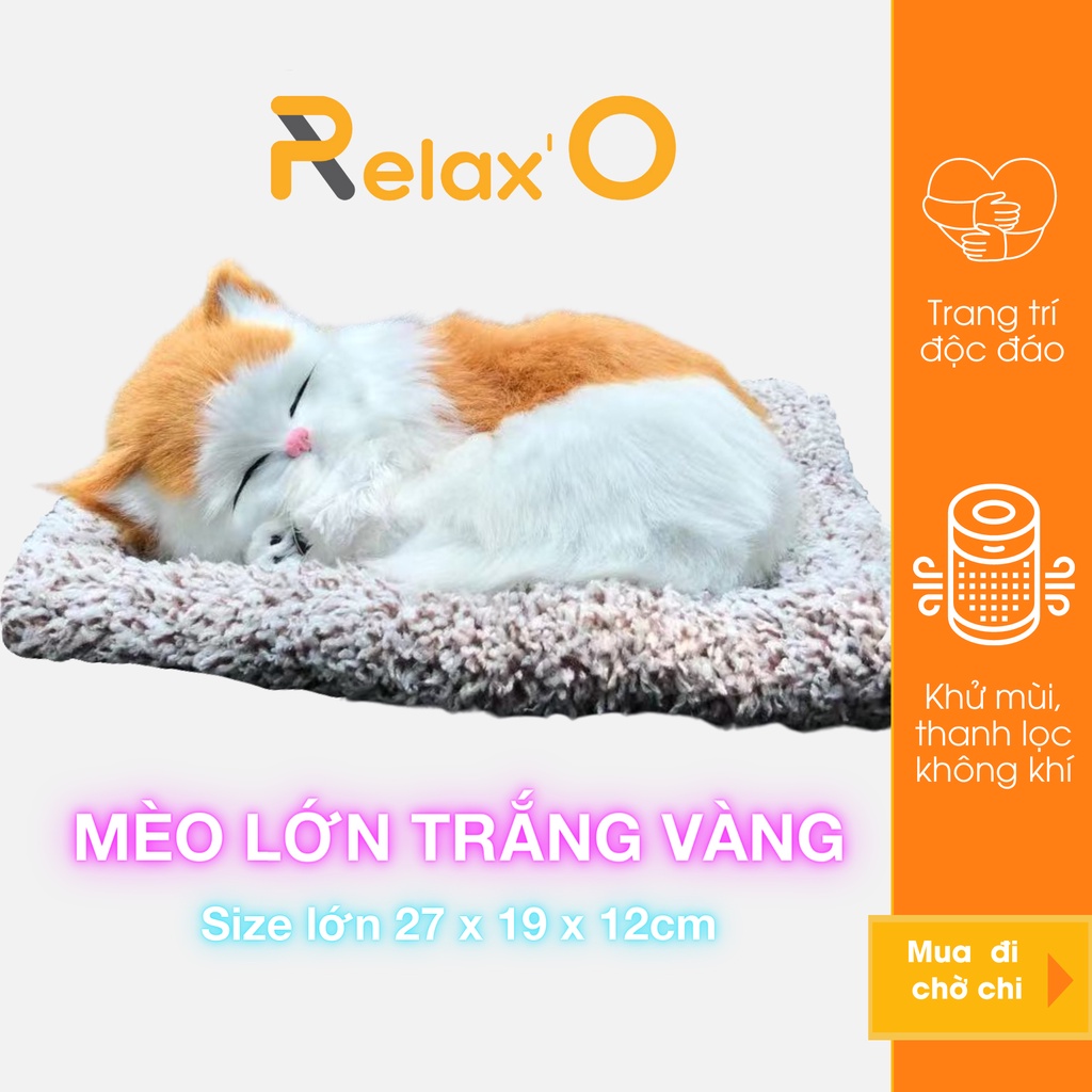 Mèo Ngủ Trang Trí Lõi Than Hoạt Tính Lọc Không Khí Khử Mùi RELAX' O, Trang Trí Bàn Làm Việc, Xe Hơi, Phòng Ngủ