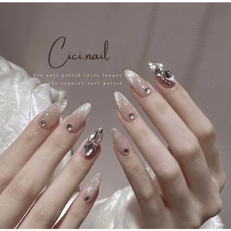 🌷CICI.NAILBOX🌷Móng Giả Thiết Kế Đính Đá Ombre Nhũ Flash Cicinails
