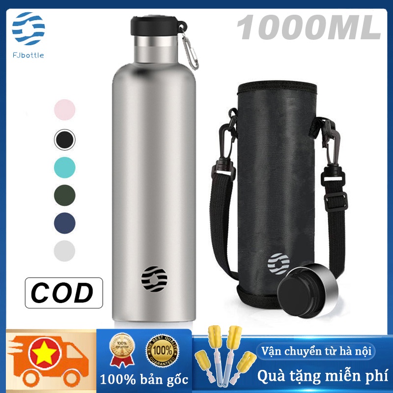Fjbottle bình giữ nhiệt 1000ML/34oz Màu bạc bình nước thể thao Bình Giữ Nhiệt Inox 304 Giữ Nóng Hoặc Lạnh Tốt 24Hours