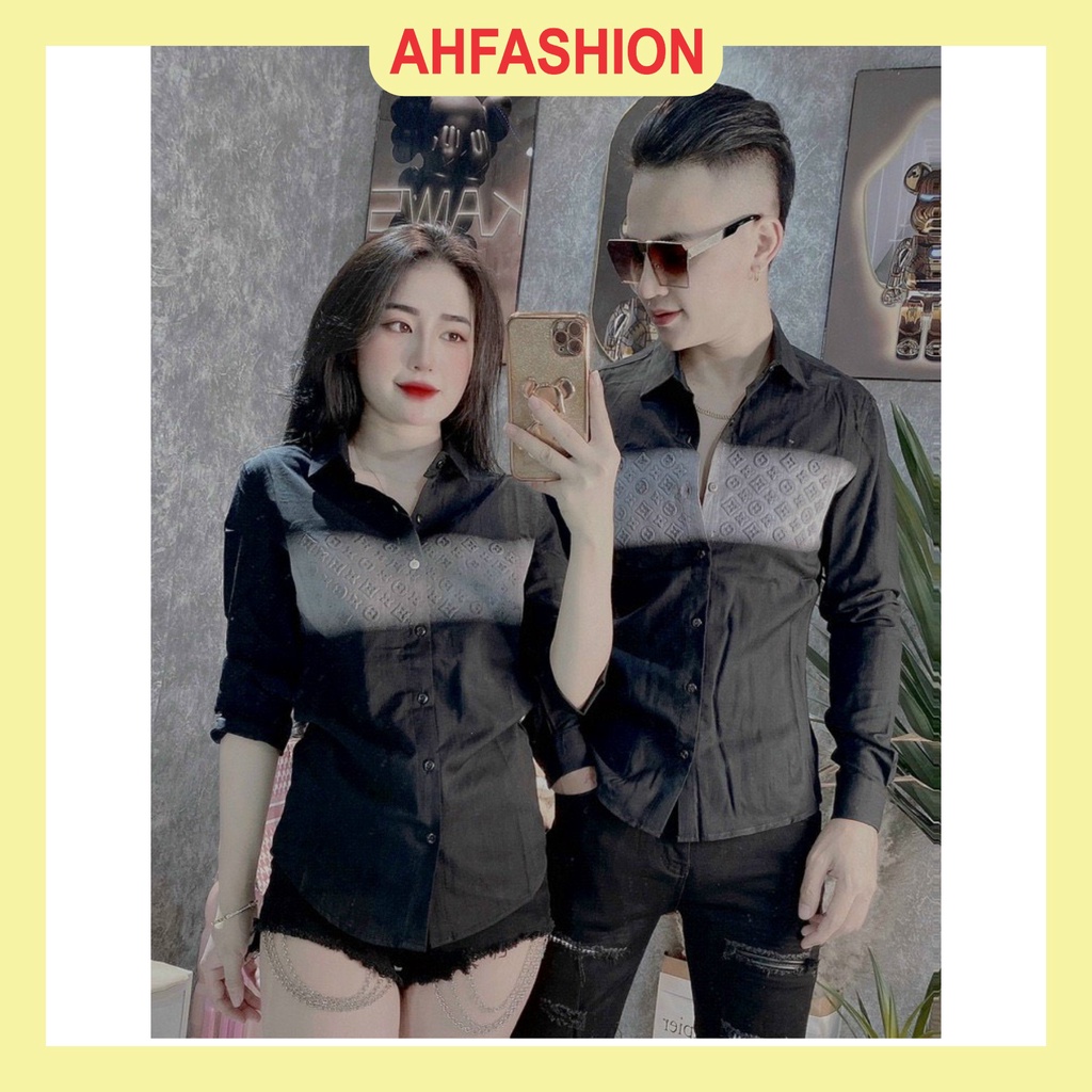 Áo sơ mi nam tay dài chất đũi mềm mịn in họa tiết 2 màu trắng đen mẫu mới cao cấp-AHFASION