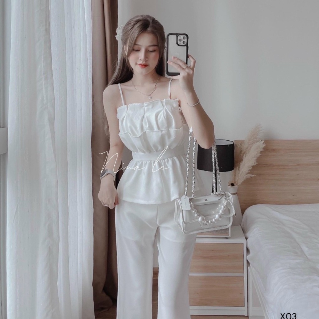 SIÊU SALE SÉT ĐŨI THIẾT KẾ ÁO HAI DÂY PHỐI QUẦN SUÔNG DÀI THANH LỊCH KHI ĐI CHƠI CN (HÀNG MỚI)